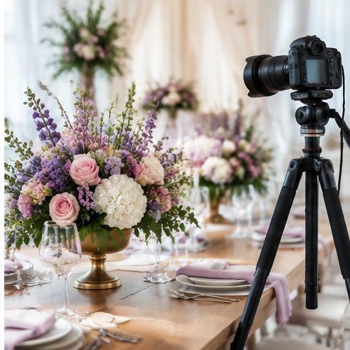 Floral tablescape prepared for a styled shoot