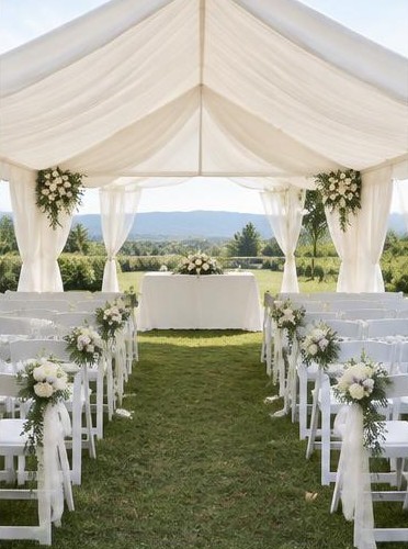 Tent décor and marquee florals
