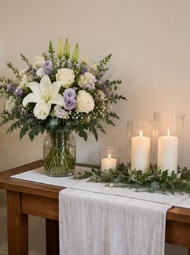 Sympathy bouquets and table arrangements