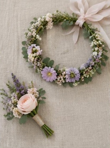 Boutonnieres, corsages, and flower crowns