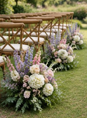 Floral ceremony aisle ready for guests