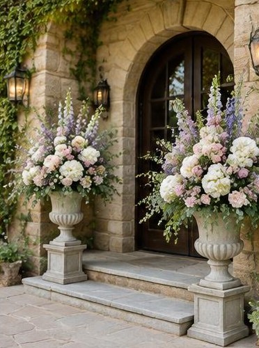 Flowers framing a venue entrance